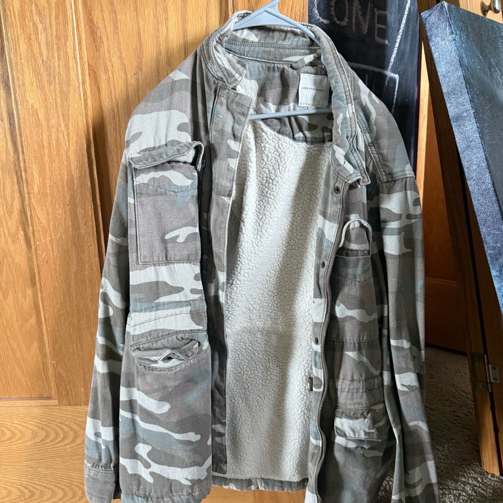 Thread & Supply Gray and Green Military Field Jacket